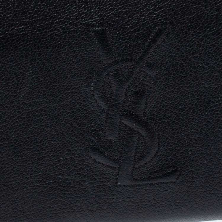 Pre Owned Saint Laurent Black Leather Belle De Jour Zip Around  Wallet