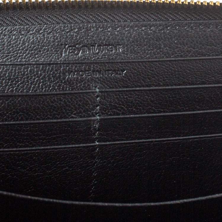 Pre Owned Saint Laurent Black Leather Belle De Jour Zip Around  Wallet