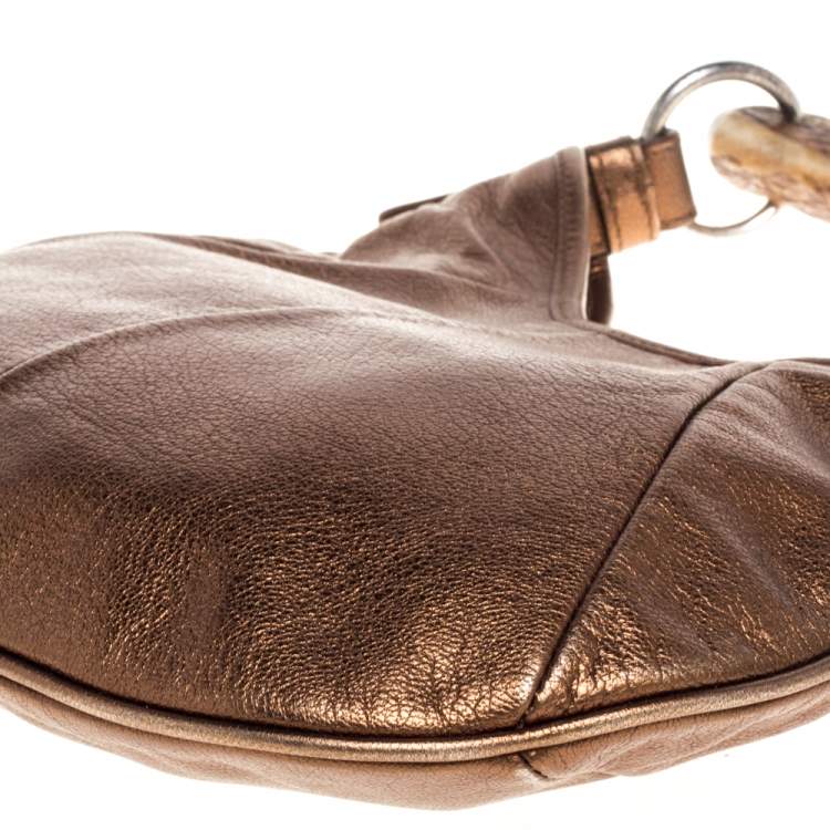 Pre Owned Saint Laurent Bronze Leather Mini Mombasa Hobo 