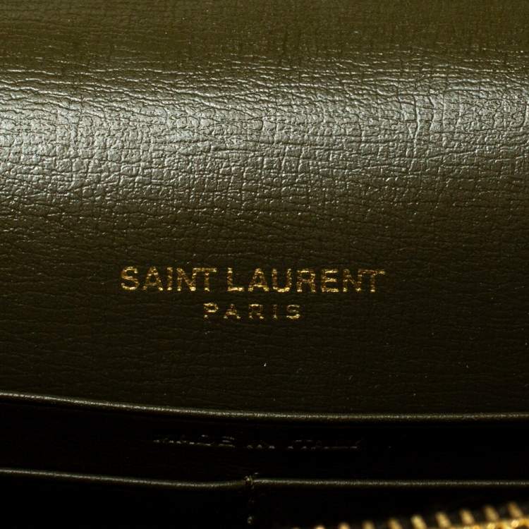 Pre Owned Saint Laurent Olive Green Leather Small Sunset Shoulder Bag