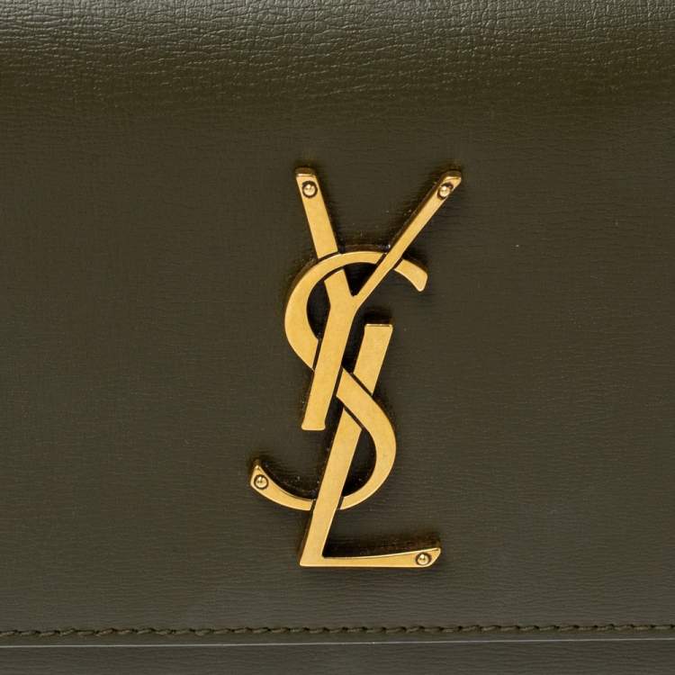 Pre Owned Saint Laurent Olive Green Leather Small Sunset Shoulder Bag