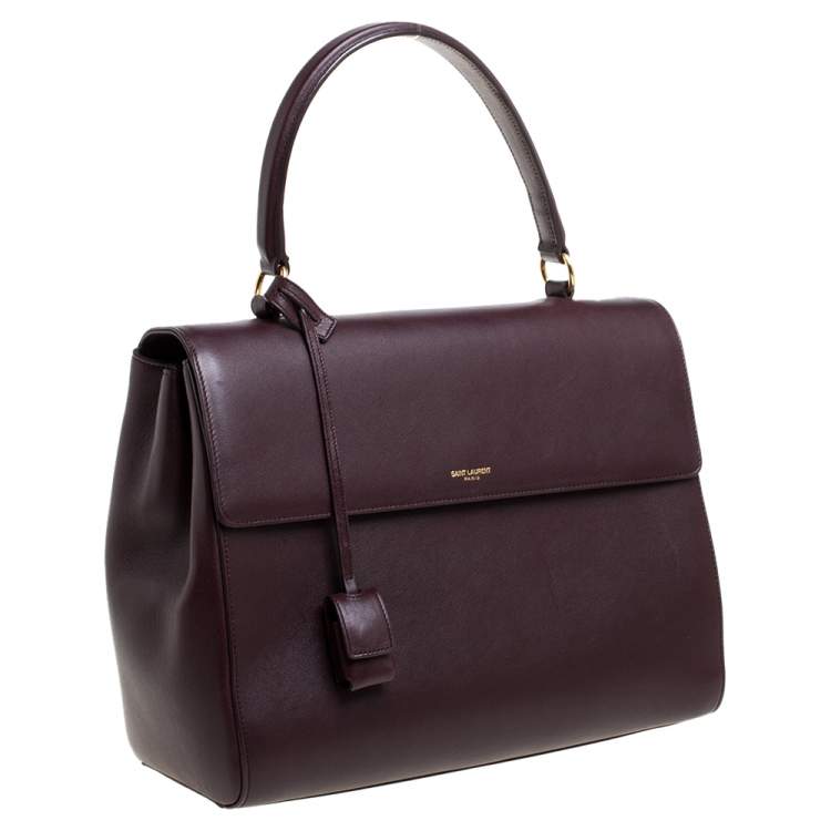 Pre Owned Saint Laurent Burgundy Leather Medium Moujik Top Handle Bag
