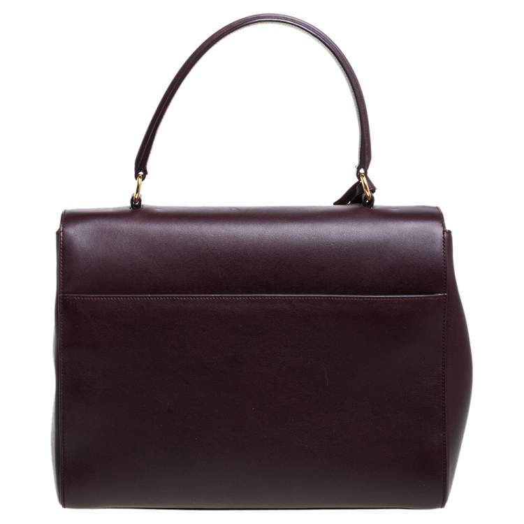 Pre Owned Saint Laurent Burgundy Leather Medium Moujik Top Handle Bag