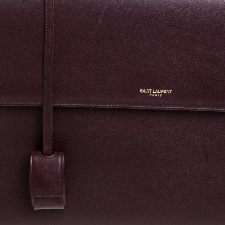 Pre Owned Saint Laurent Burgundy Leather Medium Moujik Top Handle Bag