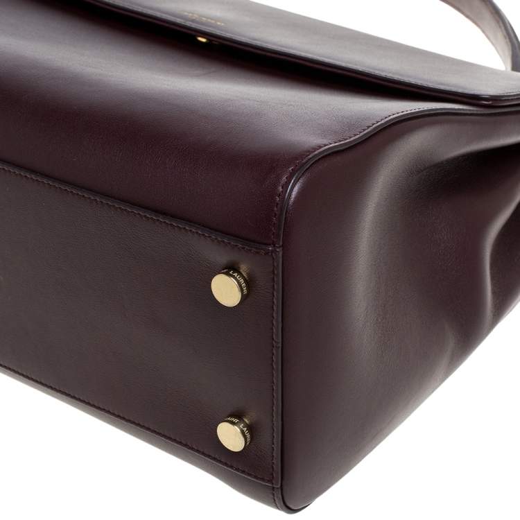Pre Owned Saint Laurent Burgundy Leather Medium Moujik Top Handle Bag