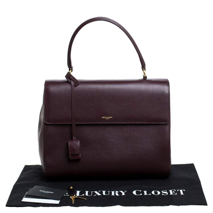 Pre Owned Saint Laurent Burgundy Leather Medium Moujik Top Handle Bag