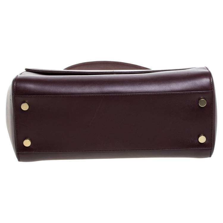 Pre Owned Saint Laurent Burgundy Leather Medium Moujik Top Handle Bag