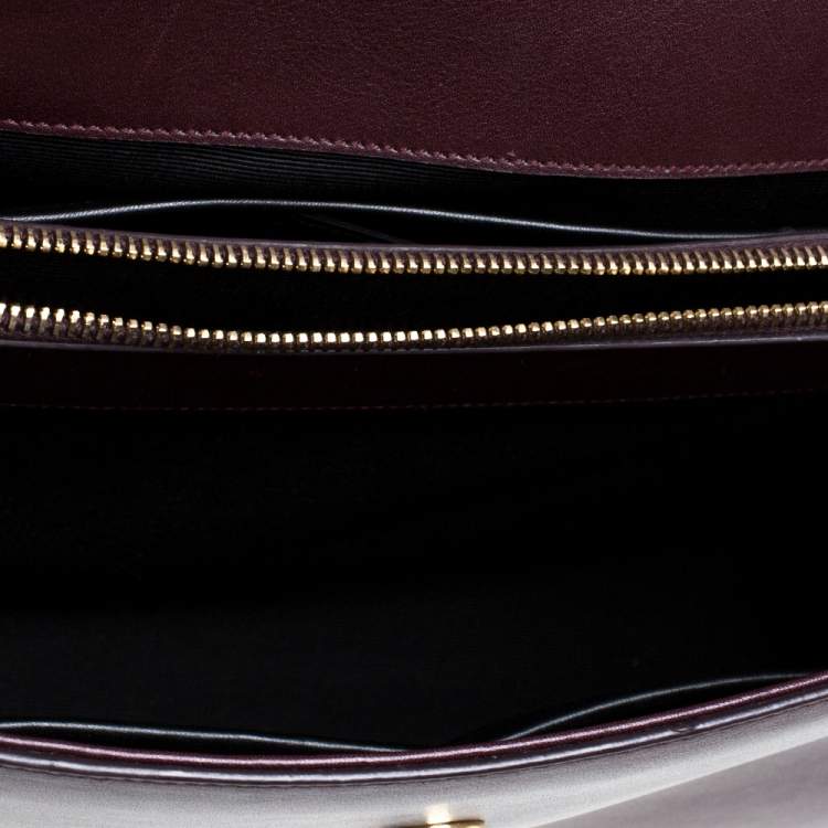 Pre Owned Saint Laurent Burgundy Leather Medium Moujik Top Handle Bag