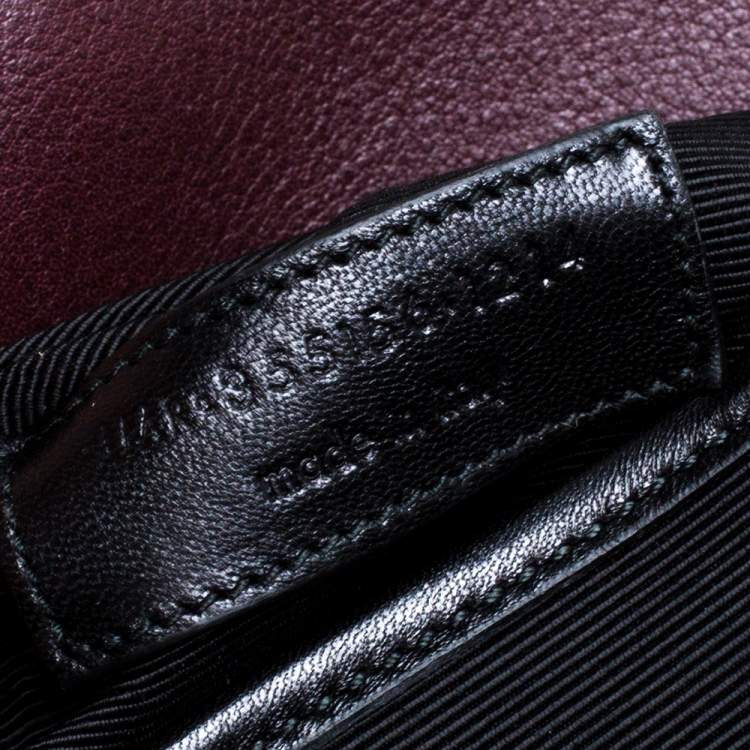 Pre Owned Saint Laurent Burgundy Leather Medium Moujik Top Handle Bag