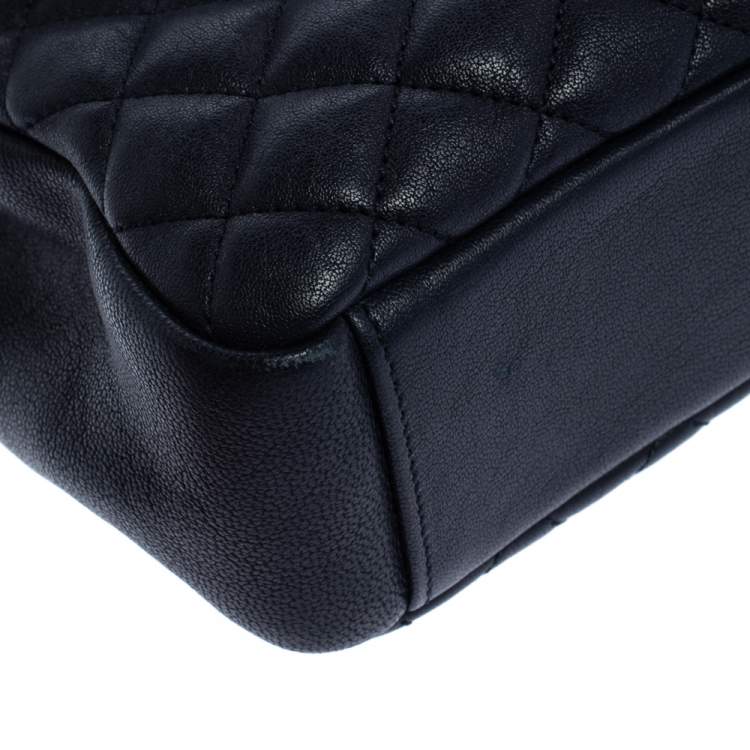 Pre Owned Saint Laurent Navy Blue Mix Matelassé Leather Envelope Shoulder Bag