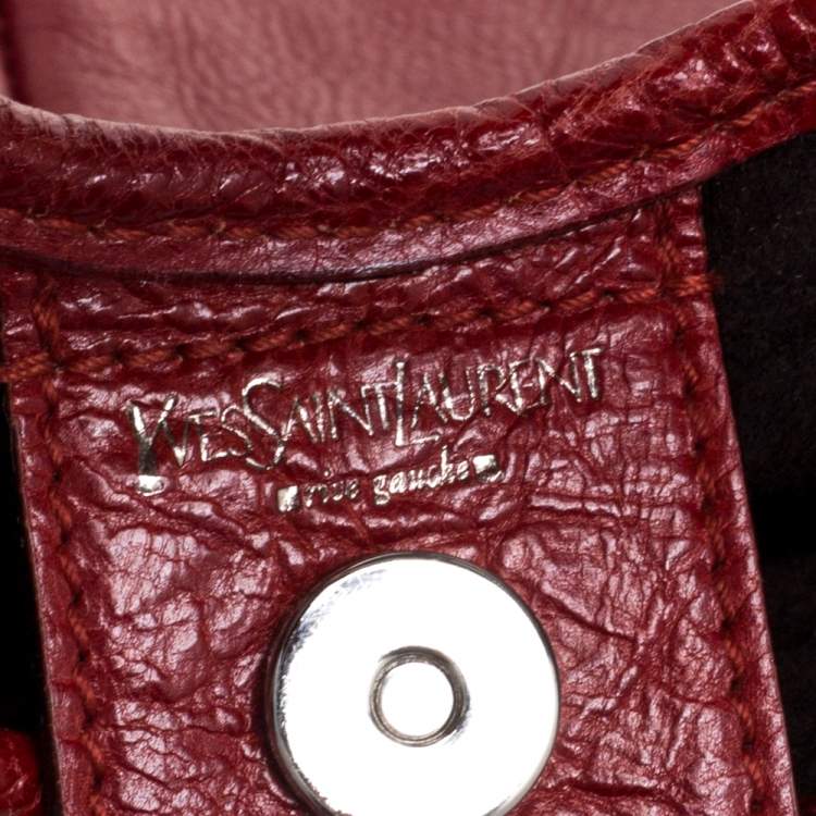 Pre Owned Saint Laurent Red Leather Mini Mombasa Hobo 