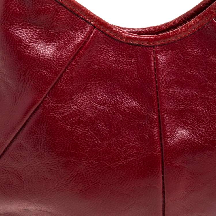 Pre Owned Saint Laurent Red Leather Mini Mombasa Hobo 