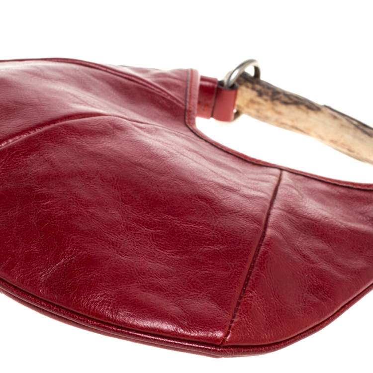 Pre Owned Saint Laurent Red Leather Mini Mombasa Hobo 
