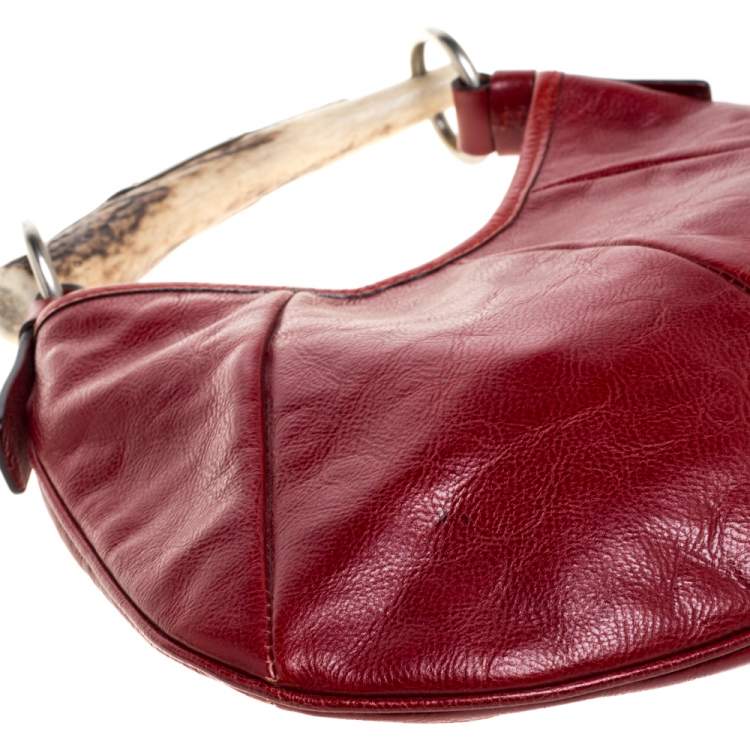 Pre Owned Saint Laurent Red Leather Mini Mombasa Hobo 
