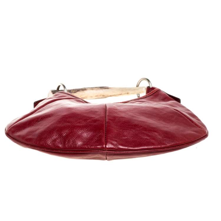 Pre Owned Saint Laurent Red Leather Mini Mombasa Hobo 