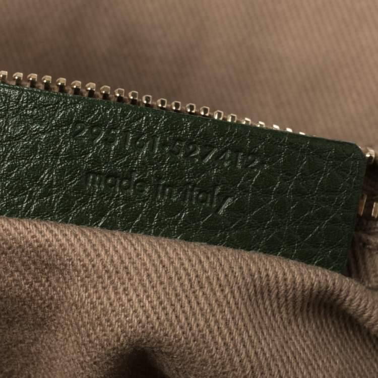 Pre Owned Yves Saint Laurent Green/Beige Leather and Canvas Medium Muse Two Satchel