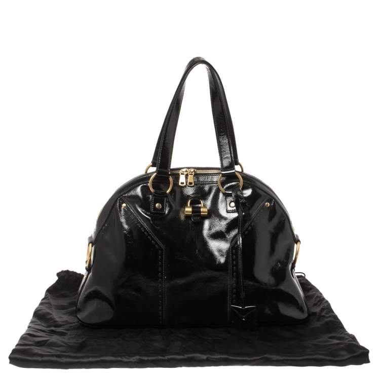 Pre Owned Yves Saint Laurent Black Patent Leather Large Muse Bag