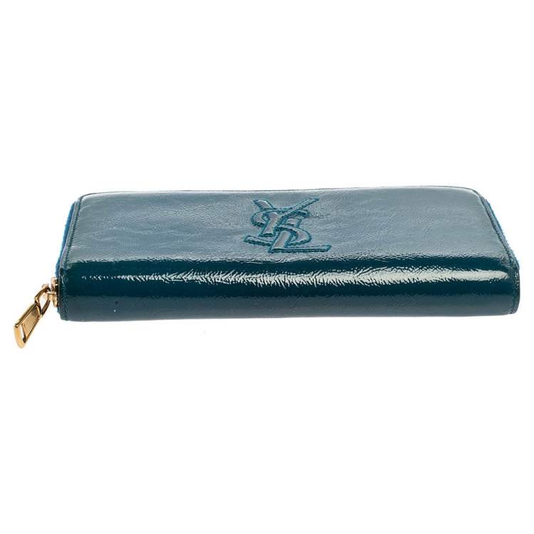 مملوكة مسبقًا Saint Laurent Blue Patent Leather Belle De Jour Zip Around  Wallet