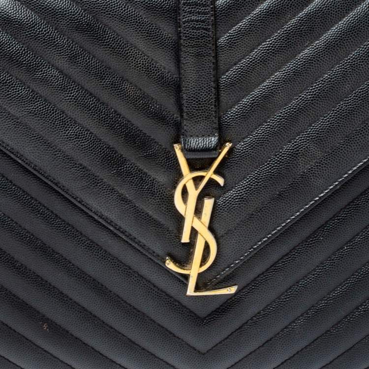 Pre Owned Saint Laurent Black Matelasse Leather Large Cassandre Flap Bag
