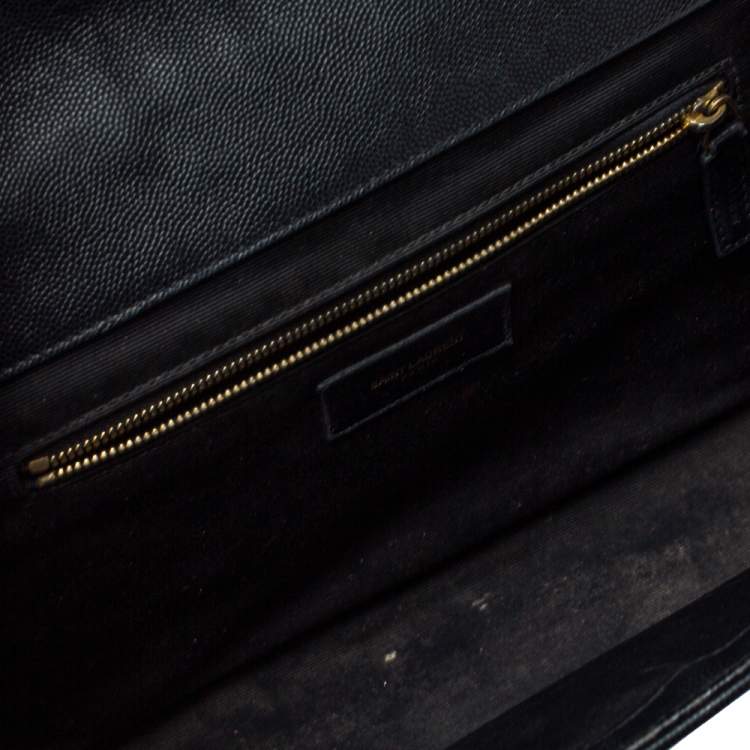 Pre Owned Saint Laurent Black Matelasse Leather Large Cassandre Flap Bag