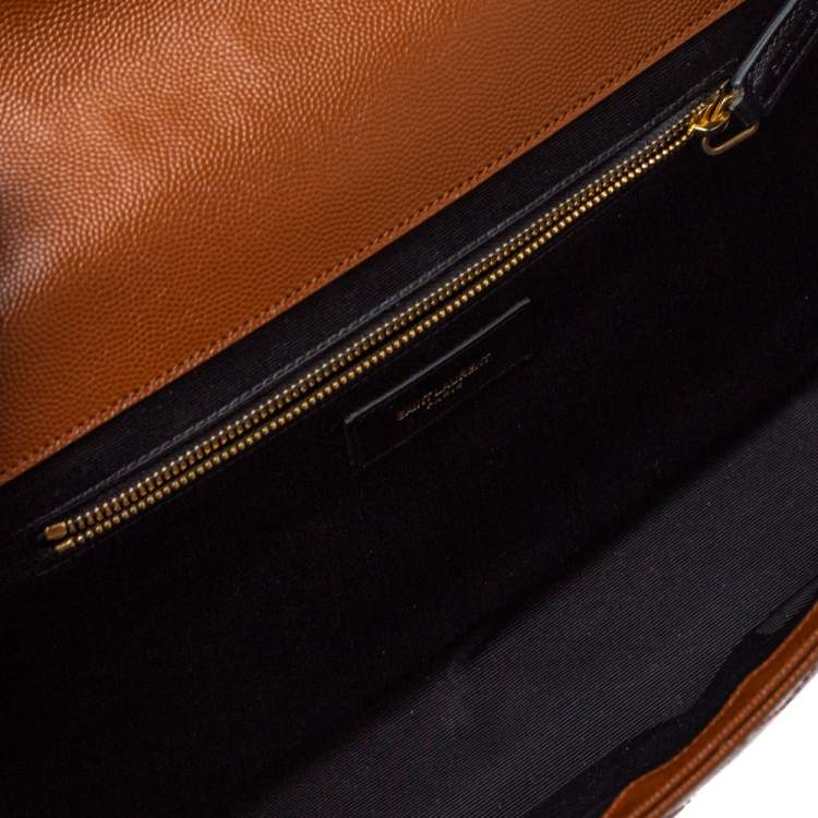Pre Owned Saint Laurent Brown Matelasse Leather Large Cassandre Flap Bag