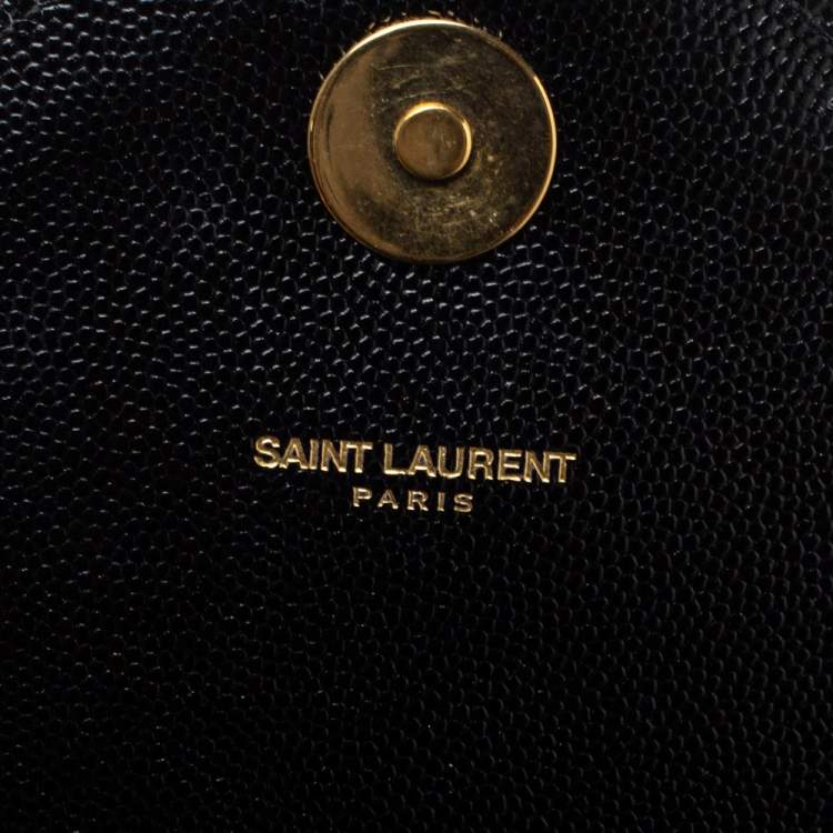 Pre Owned Saint Laurent Black Matelasse Leather Large Cassandre Flap Bag