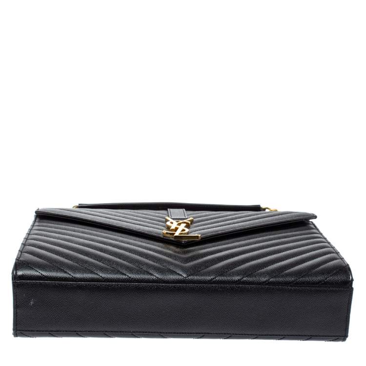 Pre Owned Saint Laurent Black Matelasse Leather Large Cassandre Flap Bag