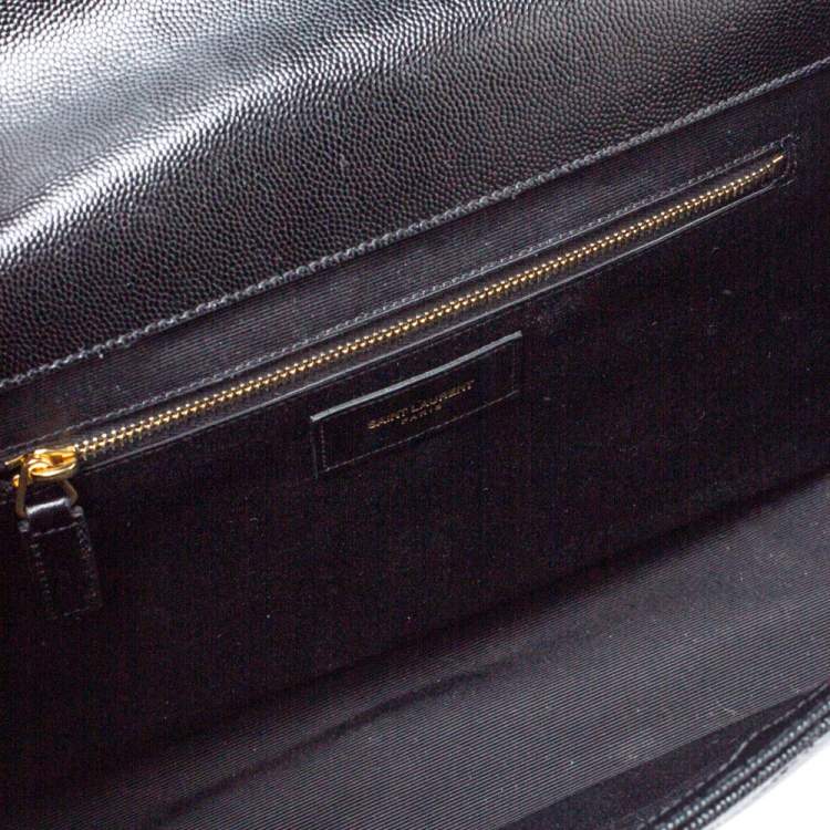 Pre Owned Saint Laurent Black Matelasse Leather Large Cassandre Flap Bag