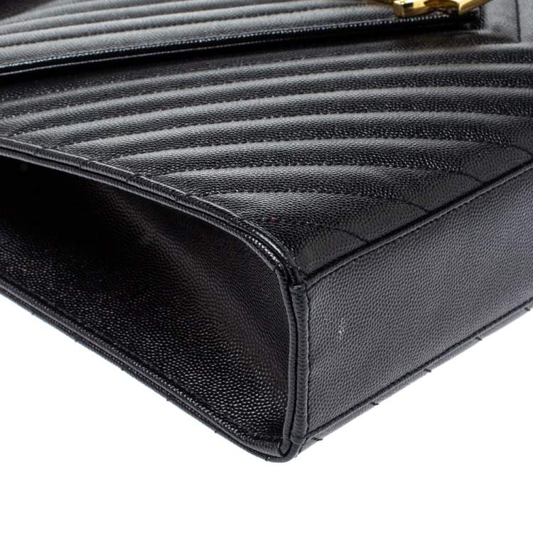 Pre Owned Saint Laurent Black Matelasse Leather Large Cassandre Flap Bag