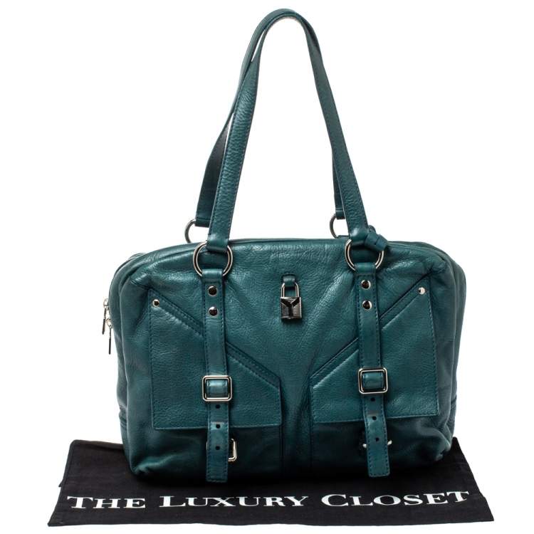Pre Owned Yves Saint Laurent Dark Green Leather Lover Bag