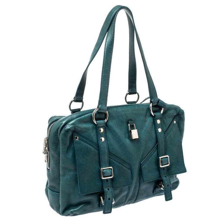 Pre Owned Yves Saint Laurent Dark Green Leather Lover Bag