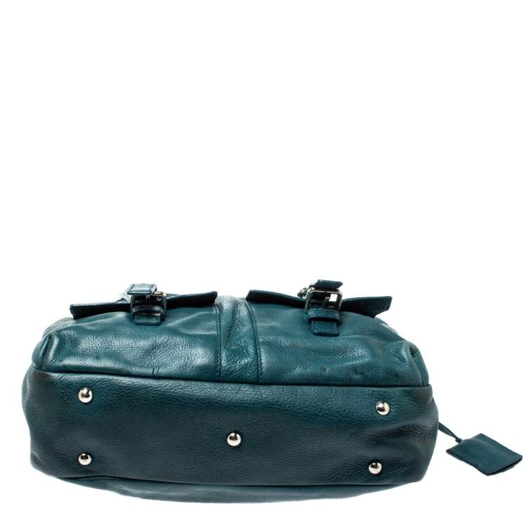 Pre Owned Yves Saint Laurent Dark Green Leather Lover Bag