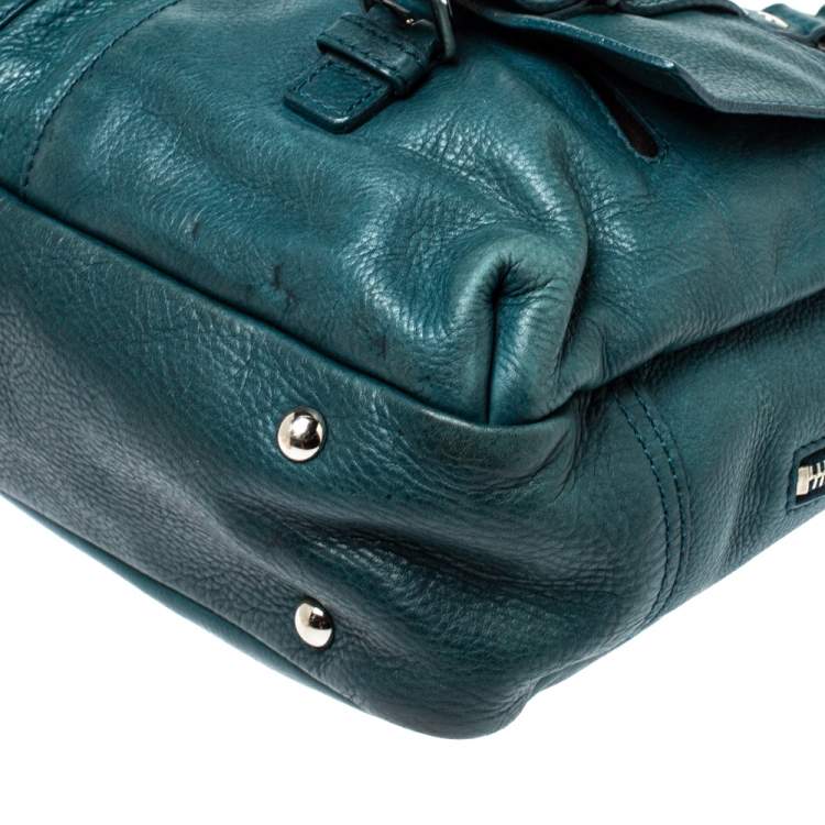 Pre Owned Yves Saint Laurent Dark Green Leather Lover Bag