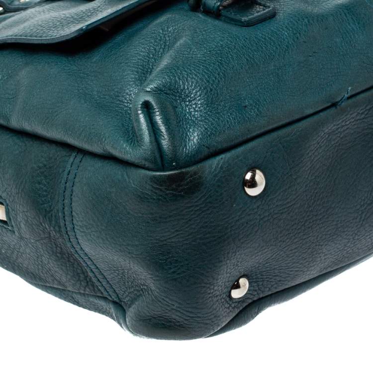 Pre Owned Yves Saint Laurent Dark Green Leather Lover Bag