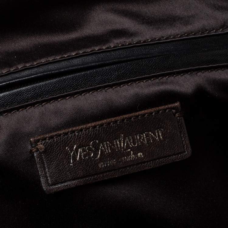 Pre Owned Yves Saint Laurent Dark Green Leather Lover Bag
