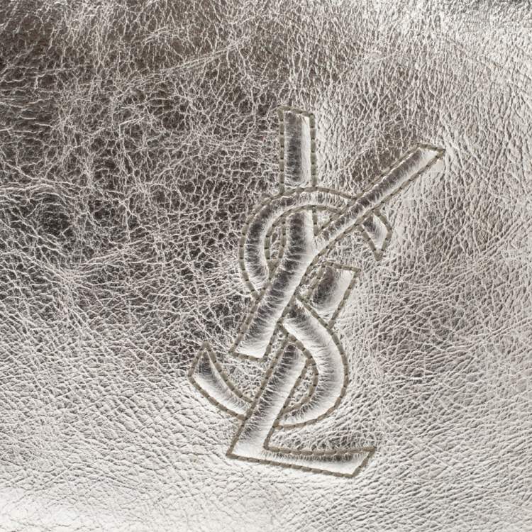 Pre Owned Yves Saint Laurent Metallic Silver Leather Belle De Jour Clutch