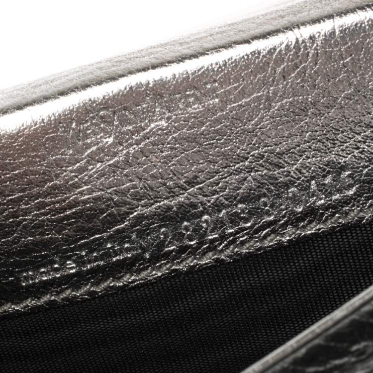 Pre Owned Yves Saint Laurent Metallic Silver Leather Belle De Jour Clutch