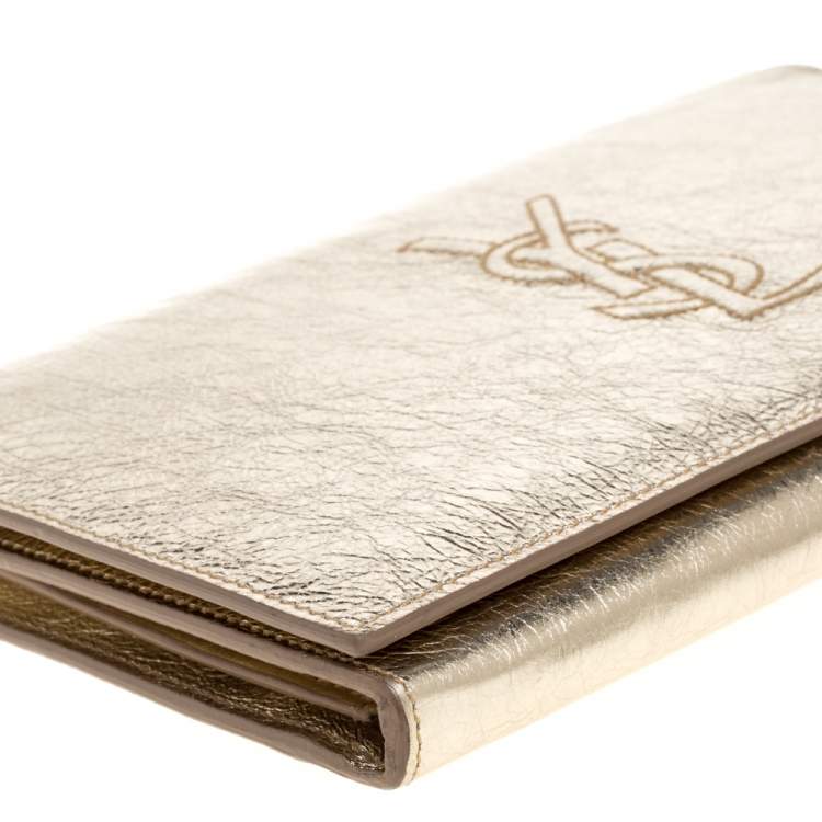 Pre Owned Saint Laurent Metallic Gold Patent Leather Belle De Jour Chain Clutch