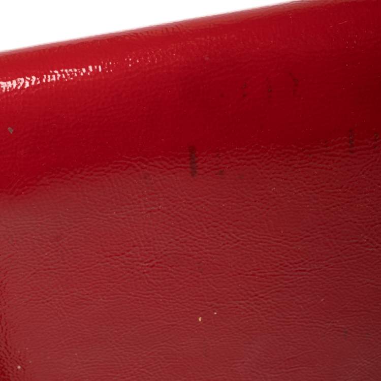 Pre Owned Yves Saint Laurent Red Patent Leather Belle De Jour Flap Clutch