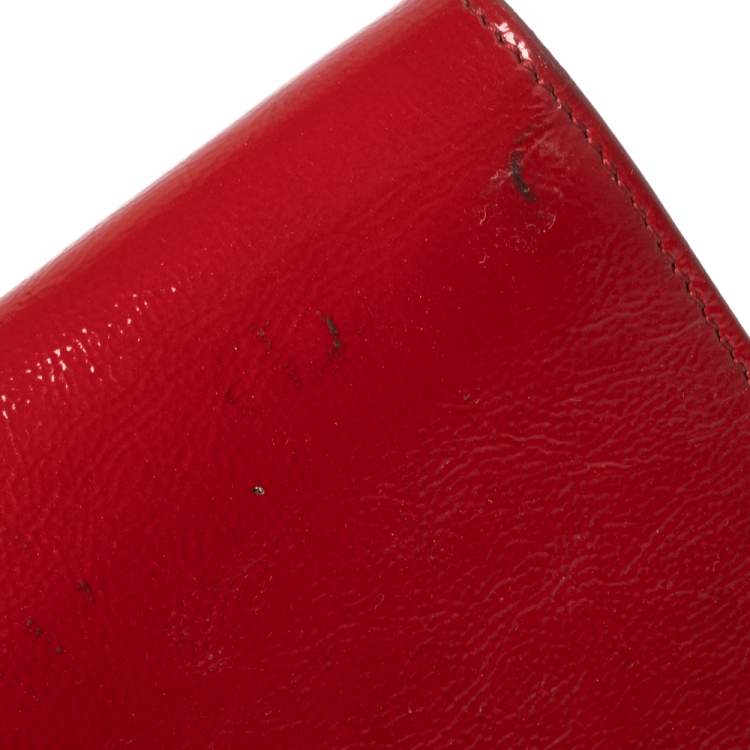Pre Owned Yves Saint Laurent Red Patent Leather Belle De Jour Flap Clutch