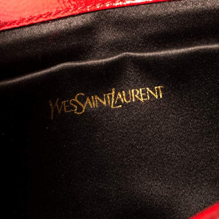 Pre Owned Yves Saint Laurent Red Patent Leather Belle De Jour Flap Clutch