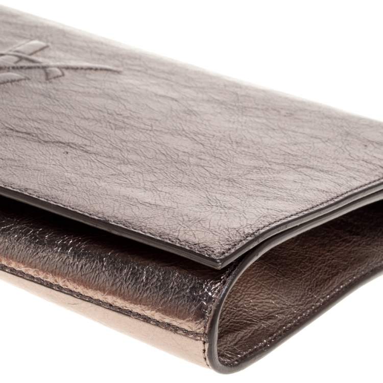 Pre Owned Saint Laurent Metallic Leather Belle De Jour Clutch