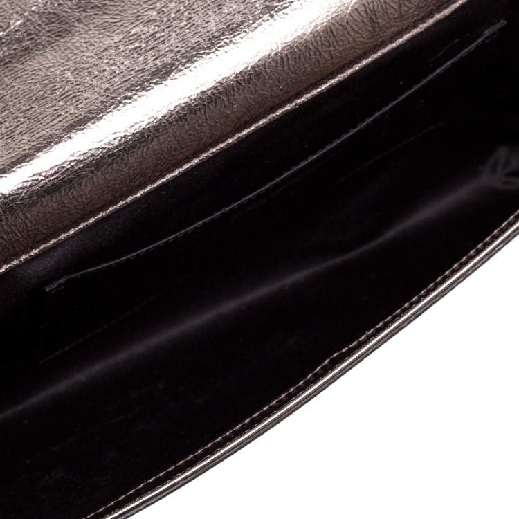Pre Owned Saint Laurent Metallic Leather Belle De Jour Clutch