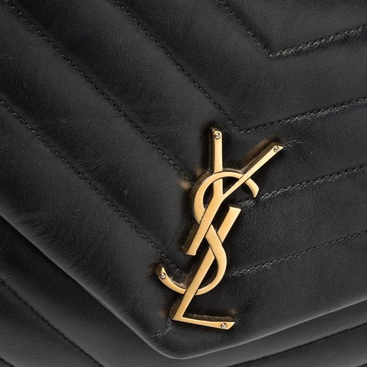 Pre Owned Saint Laurent Paris Black Monogram Leather Loulou Shoulder Bag