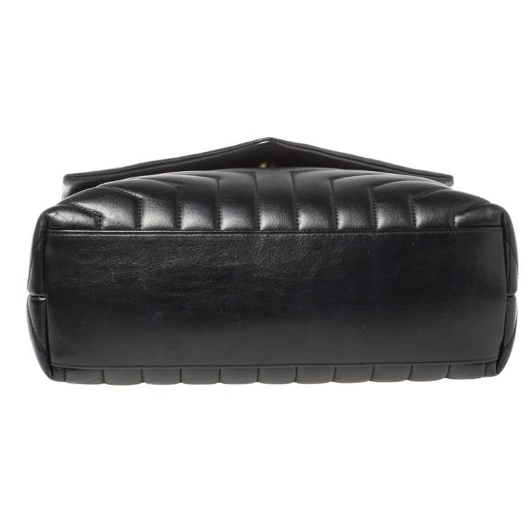 Pre Owned Saint Laurent Paris Black Monogram Leather Loulou Shoulder Bag