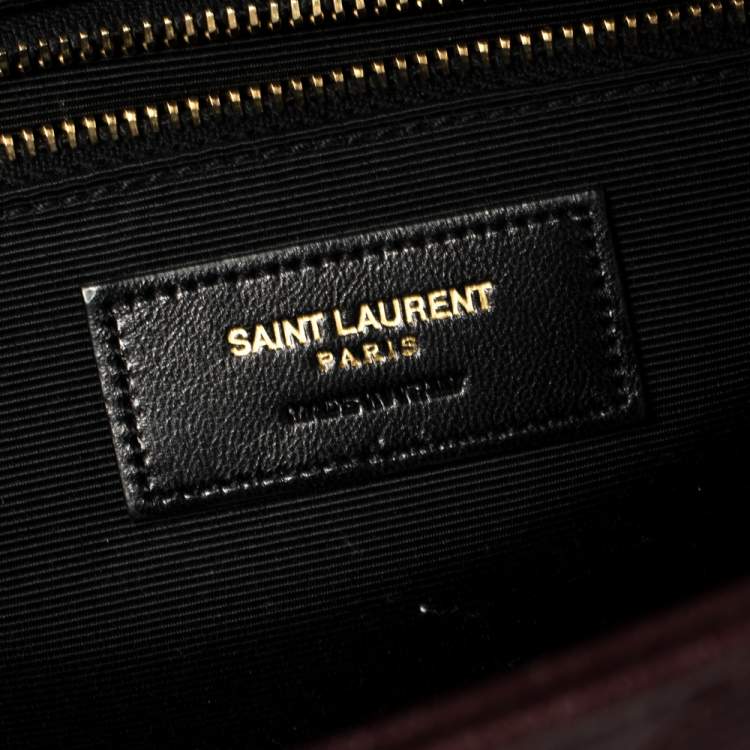 Pre Owned Saint Laurent Burgundy Matelasse Leather Large Cassandre Flap Bag