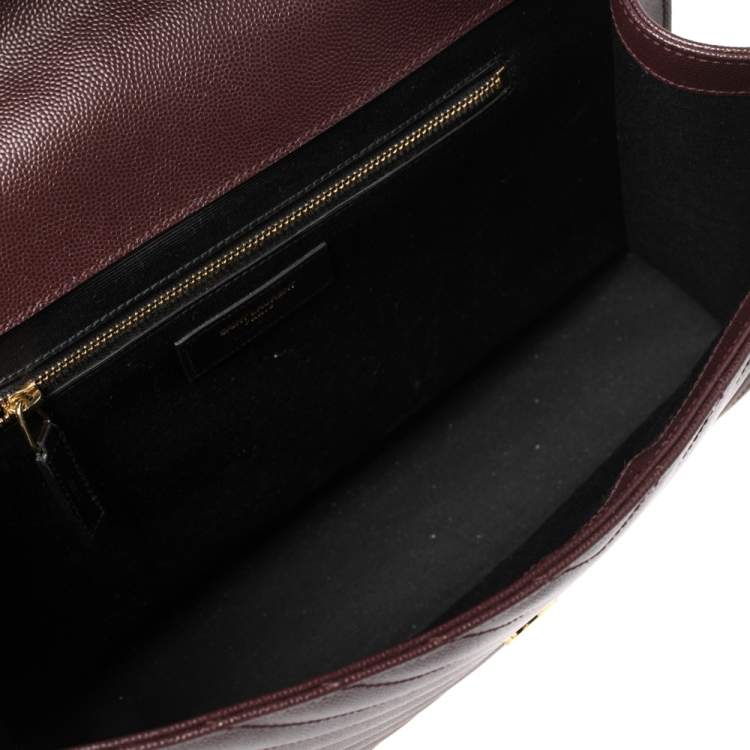 Pre Owned Saint Laurent Burgundy Matelasse Leather Large Cassandre Flap Bag