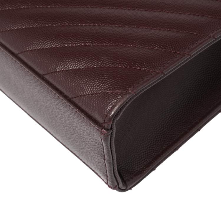 Pre Owned Saint Laurent Burgundy Matelasse Leather Large Cassandre Flap Bag