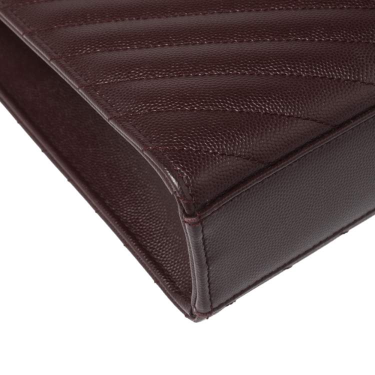 Pre Owned Saint Laurent Burgundy Matelasse Leather Large Cassandre Flap Bag