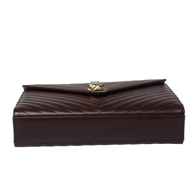 Pre Owned Saint Laurent Burgundy Matelasse Leather Large Cassandre Flap Bag